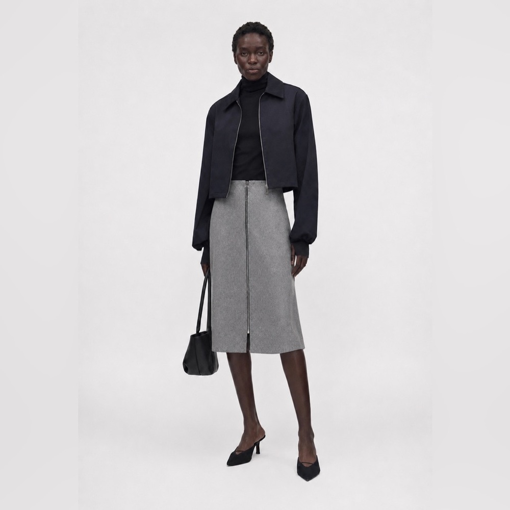 FILIPPA K - Wool Blend A-Line Midi Skirt Scandinavian Minimalist